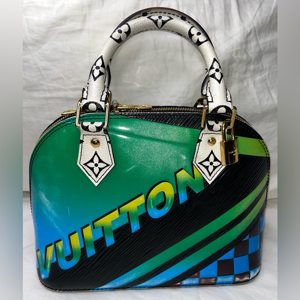Louis Vuitton Epi Damier Race Alma BB Blue Vert Limited Edition